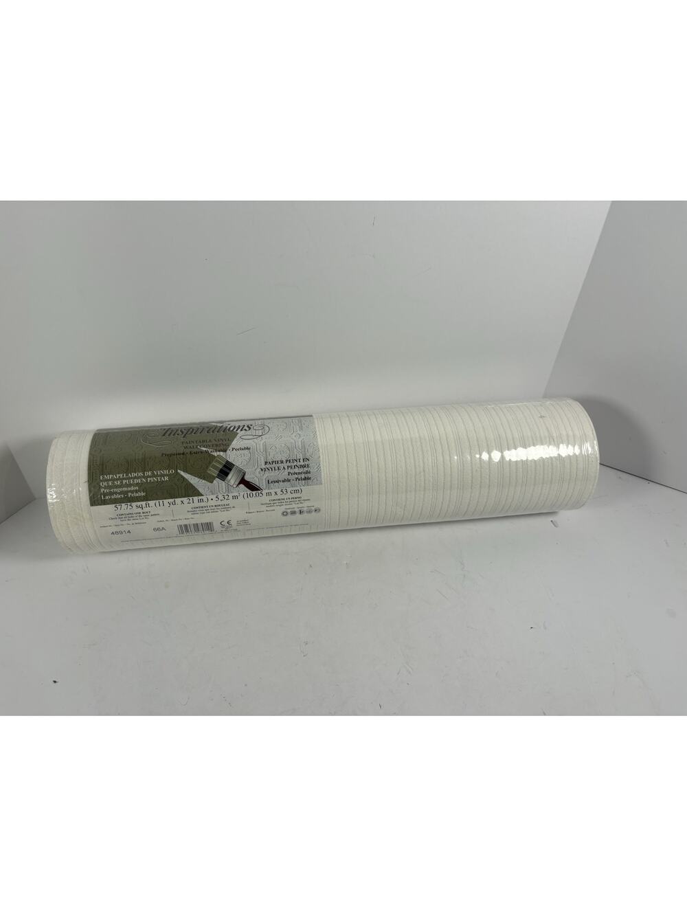 Inspirations Paintable Vinyl Wallpaper Roll 57.75 Sq Ft Textured White 48914